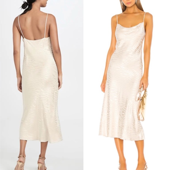 NWT Bec + Bridge The Kat Midi Silp Dress Sand Cream Ivory Cowl Neck Cocktail - Picture 5 of 8